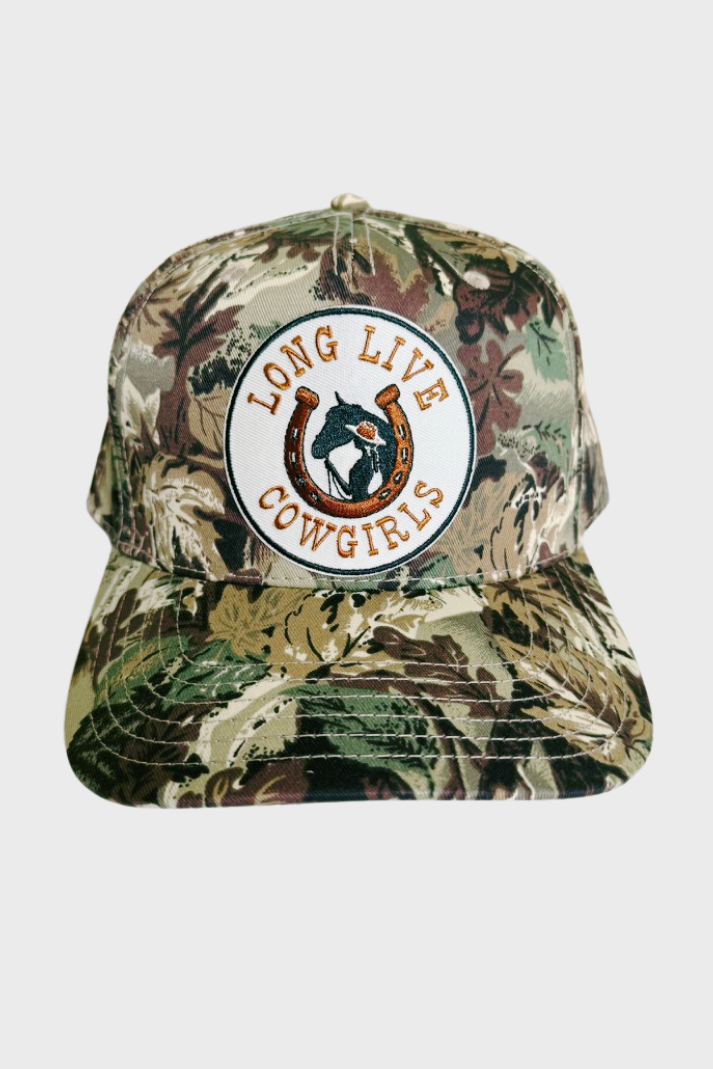 Long Live Cowgirls // Embroidered Patch on Camo Structured Cap