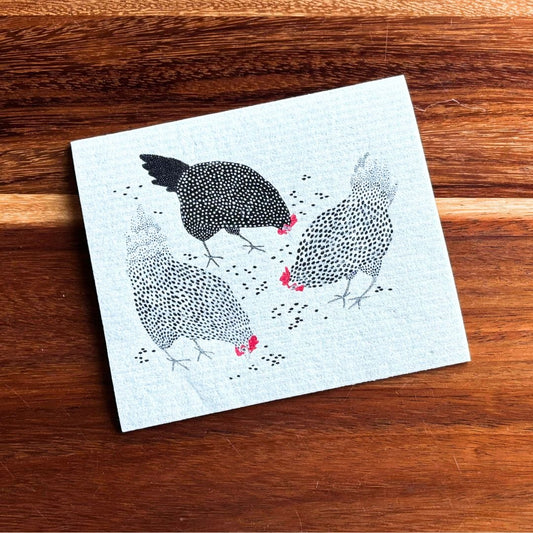 Happy Chickens Swedish Dishcloth