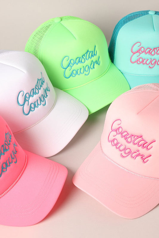 Coastal Cowgirl Embroidered Neon - Trucker Hat