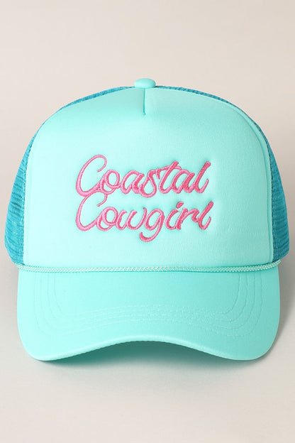 Coastal Cowgirl Embroidered Neon - Trucker Hat