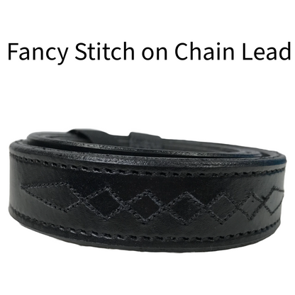 Derby Originals Midnight All Black Flat Fancy Stitch Leather Cattle Show Halter, Small/Medium/Large, Adjustable Fit with 48" Lead and 14" Chain, Durable Hardware, Ideal for Shows, 1-Year Warranty