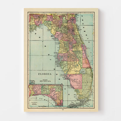 Vintage Map of Florida 1909