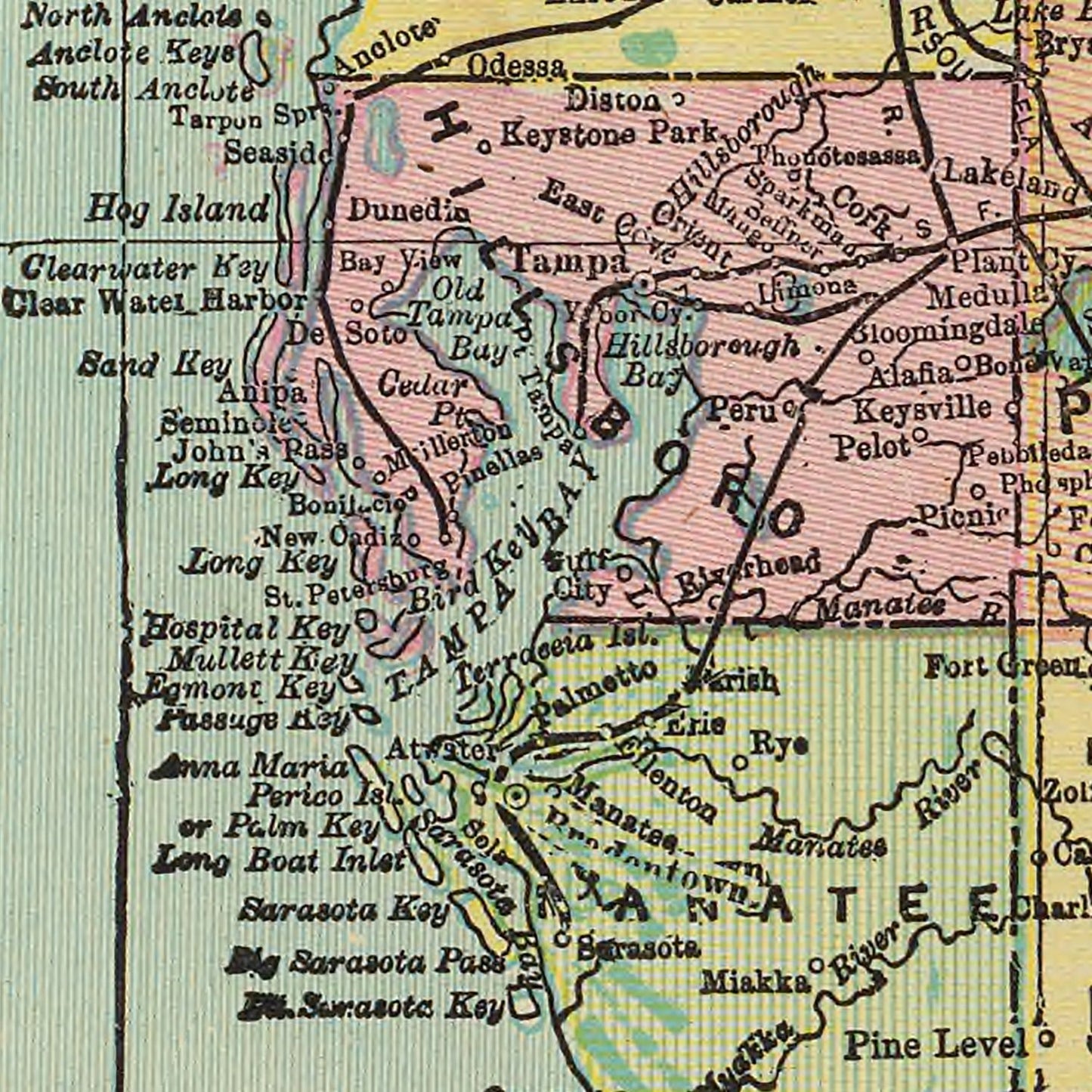 Vintage Map of Florida 1909