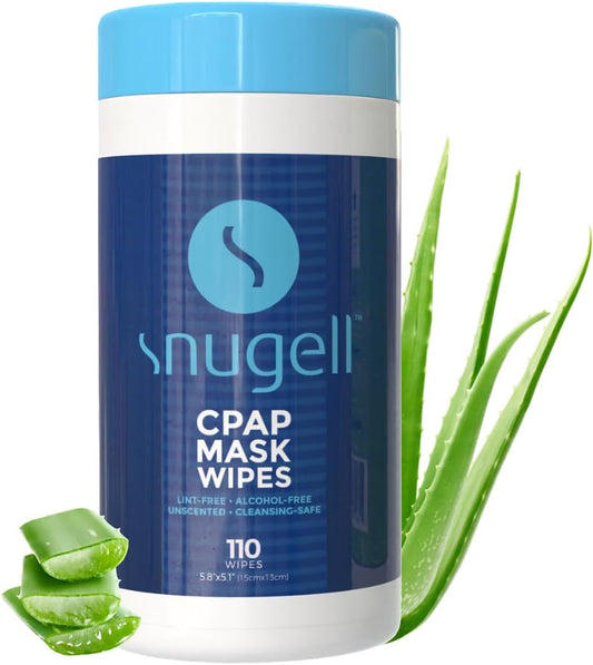 CPAP Mask Wipes by Snugell - Unscented (1 Canister, 110 Count)