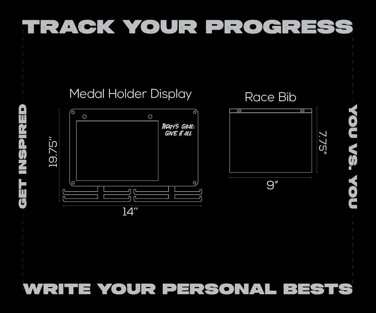 Running Medal Hanger & Bib Display Board with Chalkboard | BLAUBECK Wall Holder