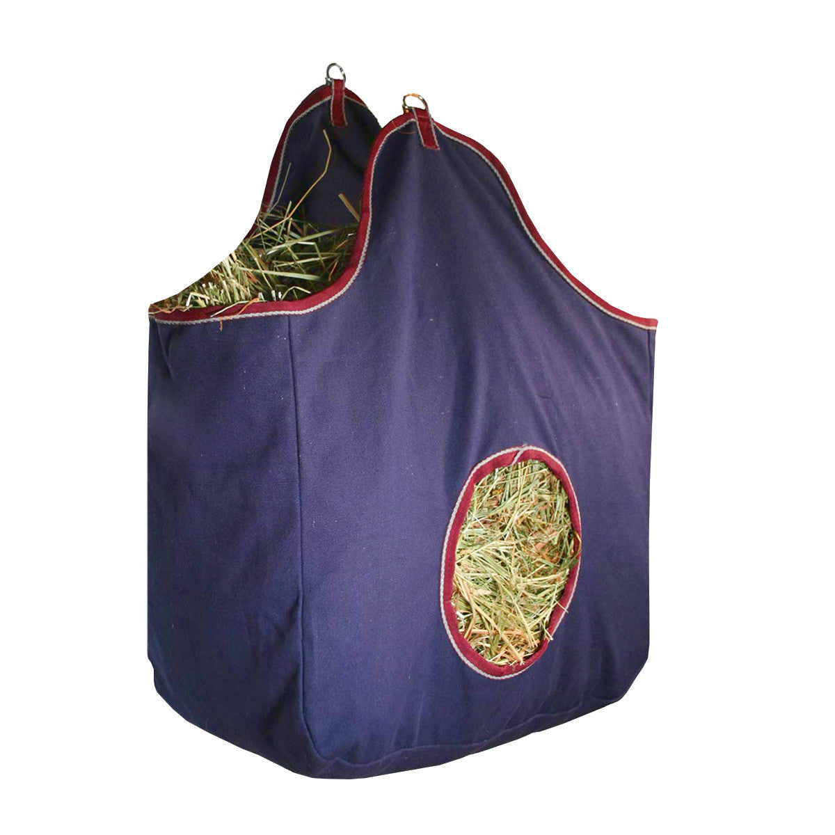 Tahoe Tack Pair of 2 Extra Wide 19" x 12" x 20" with 7" Diameter Circular Opening Canvas Hay Bags for Horses and Livestock Fits 3-4 Large Flakes of Hay