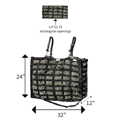 Derby Originals Supreme 4-Sided Slow Feeder Horse Hay Bag, 3.5" x 1.75" Rectangular Openings, Patented Design, Super Tough Bottom®, 1 Bale Capacity, 1-Year Warranty
