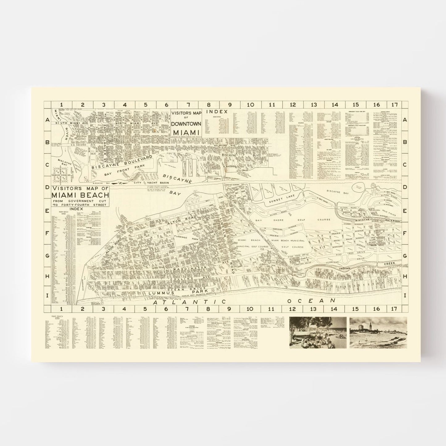 Vintage Map of Miami Beach, Florida 1935