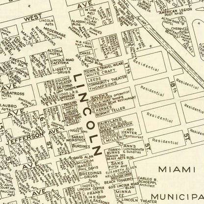 Vintage Map of Miami Beach, Florida 1935