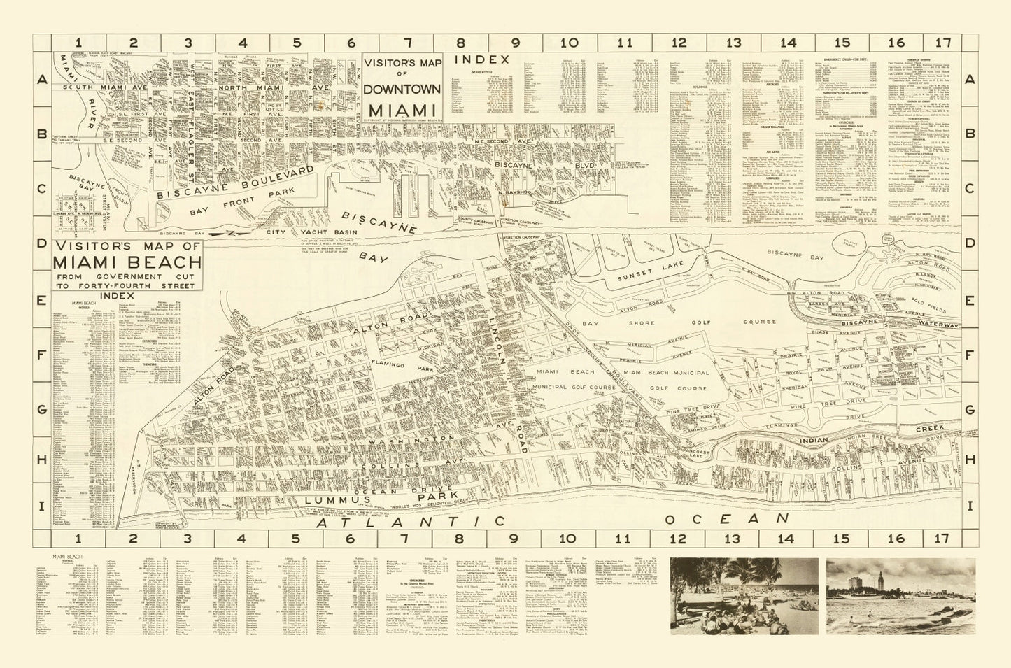 Vintage Map of Miami Beach, Florida 1935