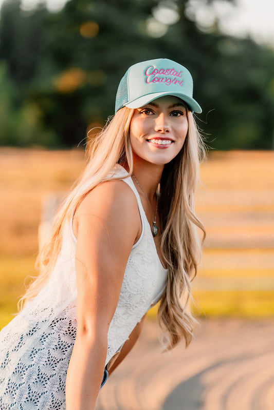 Coastal Cowgirl Embroidered Neon - Trucker Hat