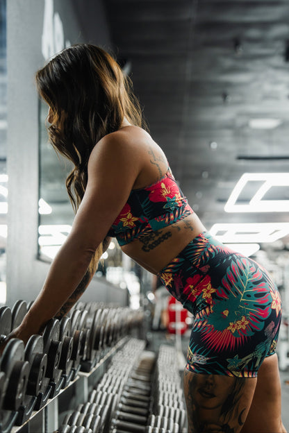 Women's High-Waisted Seamless Front Compression Training Shorts | Tropical Assassin