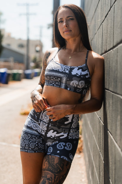 Y-Back Sports Bra | Pew Pew Paisley