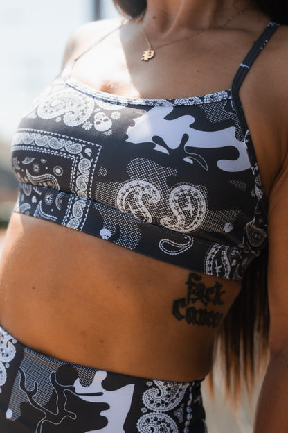 Y-Back Sports Bra | Pew Pew Paisley