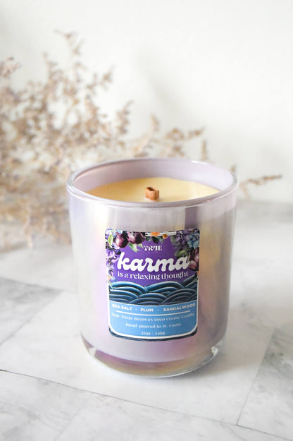 Karma is a Relaxing Thought Refillable Candle NEW Color Available
