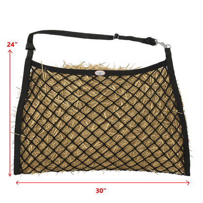 Derby Originals Paris Tack Knotless Ultra Slow Feed Hay Nets – Set of 2, 1.5" Openings, 24"x30", Soft on Muzzles, Adjustable Hanging Strap with Snap, Holds 2 Flakes Each