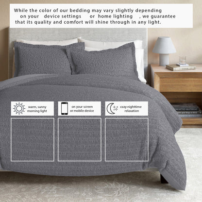 100% Cotton Honeycomb Waffle Duvet Set - Mattea Collection