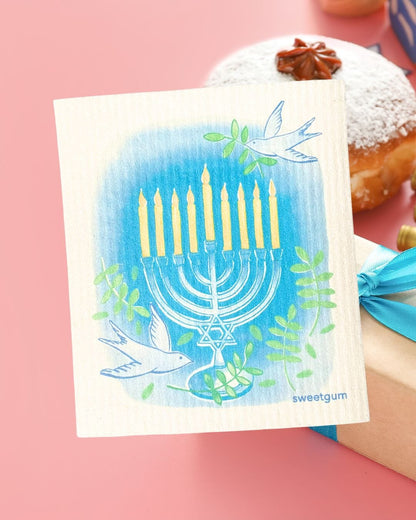 Happy Hanukkah Swedish Dishcloth