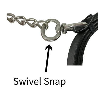 DERBY ORIGINALS MULTIPURPOSE FLAT LEATHER LEAD FOR CATTLE, HORSE OR DOG WITH CHAIN AND SWIVEL SNAP-One Year Limited Warranty