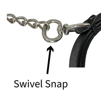 Derby Originals Multipurpose Fancy Stitch Black Leather Lead for Cattle, Horse or Dog with Chain and Swivel Snap-One Year Limited Warranty