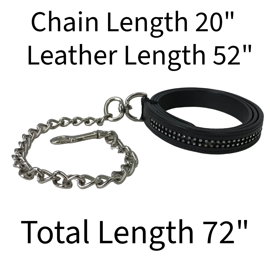 Derby Originals Multipurpose Crystal Inlay Leather Lead for Cattle, Horse or Dog with Chain and Swivel Snap-One Year Limited Warranty