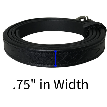 Derby Originals Multipurpose Fancy Stitch Black Leather Lead for Cattle, Horse or Dog with Chain and Swivel Snap-One Year Limited Warranty