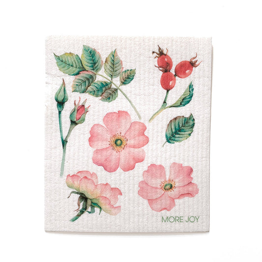 Pink Roses Swedish Dishcloth