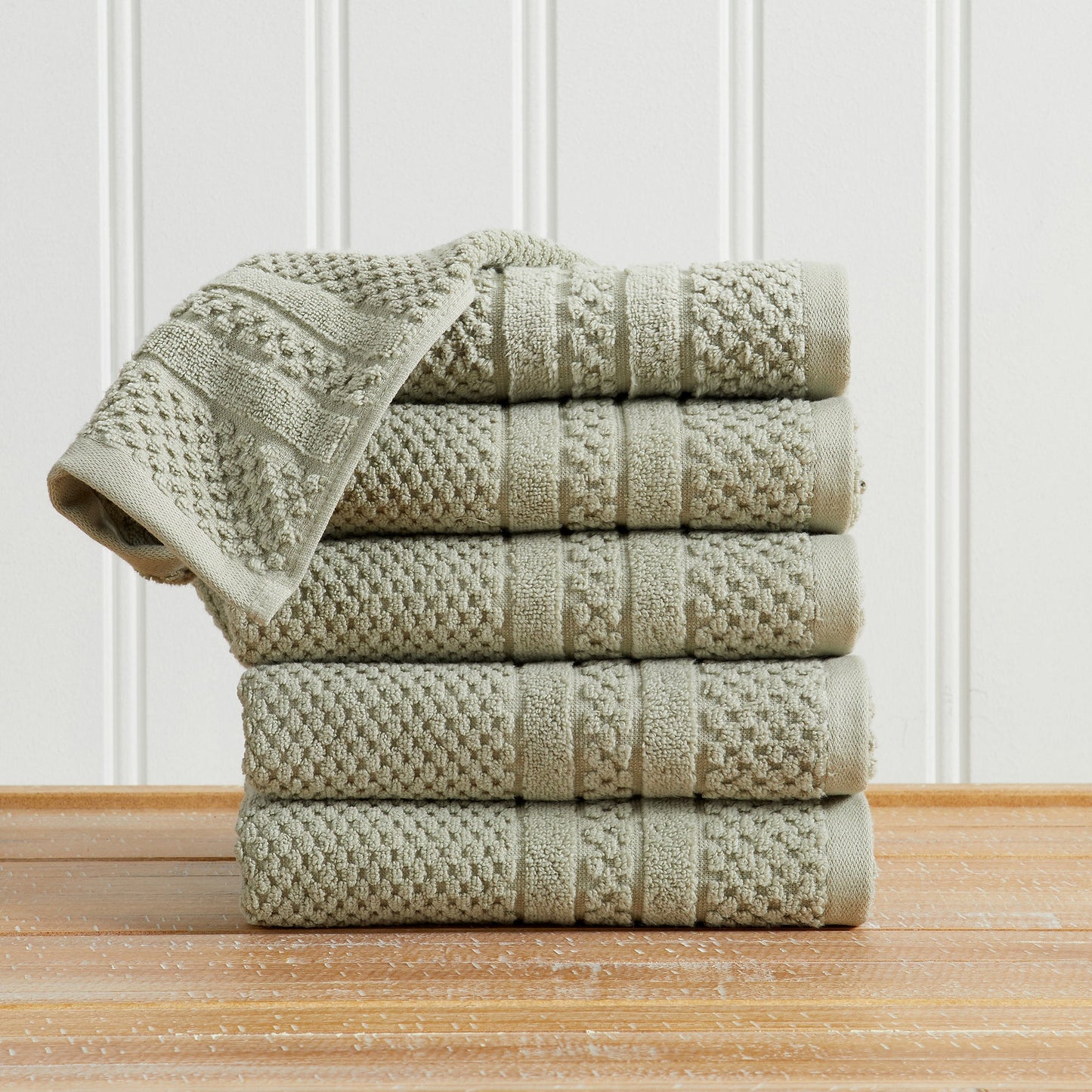 100% Cotton Checkered Jacquard Bath Towel Set - Giuliana Collection