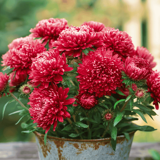 Scarlet Paeony Duchess Aster – 50 Seeds